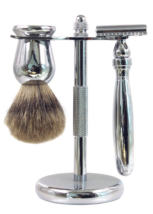 3 Piece Chrome Shaving Set