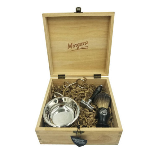 Luxury Shave Gift Set in Wooden Box ~ Morgans